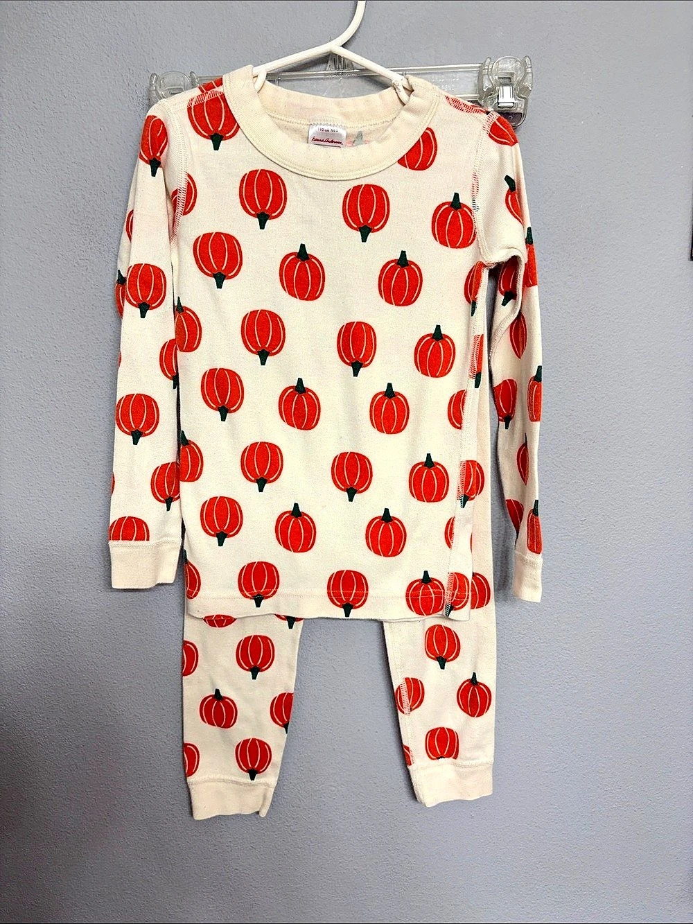 Hanna Andersson Kids Long John Pajama Set in Pumpkin Print 110 cm/ us 5